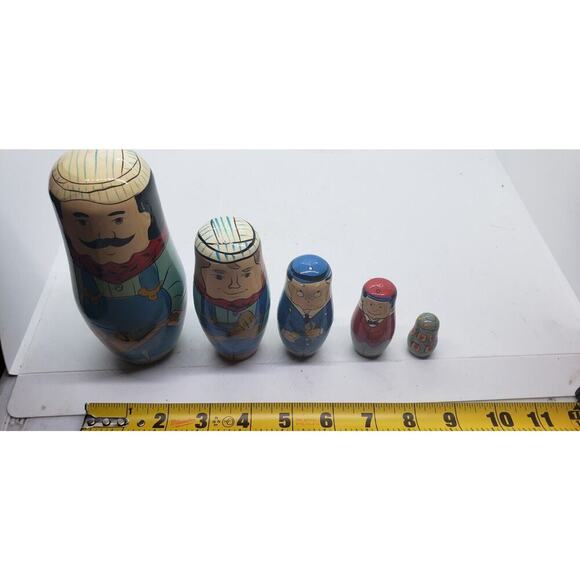 Rare Russian nesting doll set hand painted Business men workers trade Mechanic - Picture 10 of 12